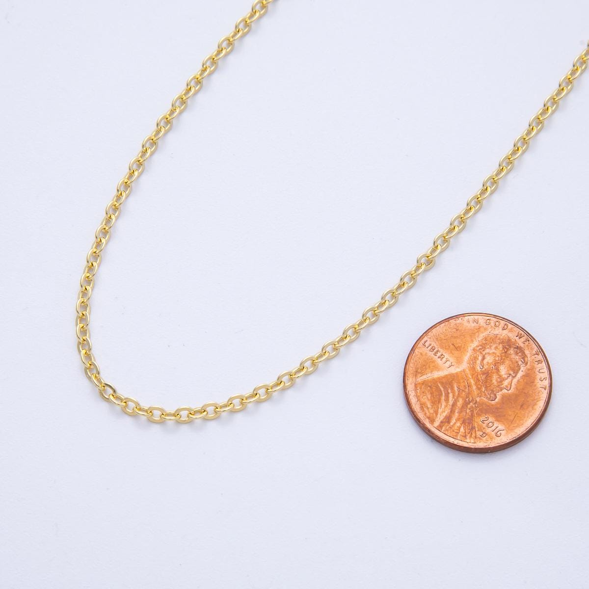 16K Gold Filled 2.7mm x 2.3mm Cable Unfinished Chain by Yard Wholesale Bulk DIY Jewelry Making Supply for custom necklace | Roll-01847