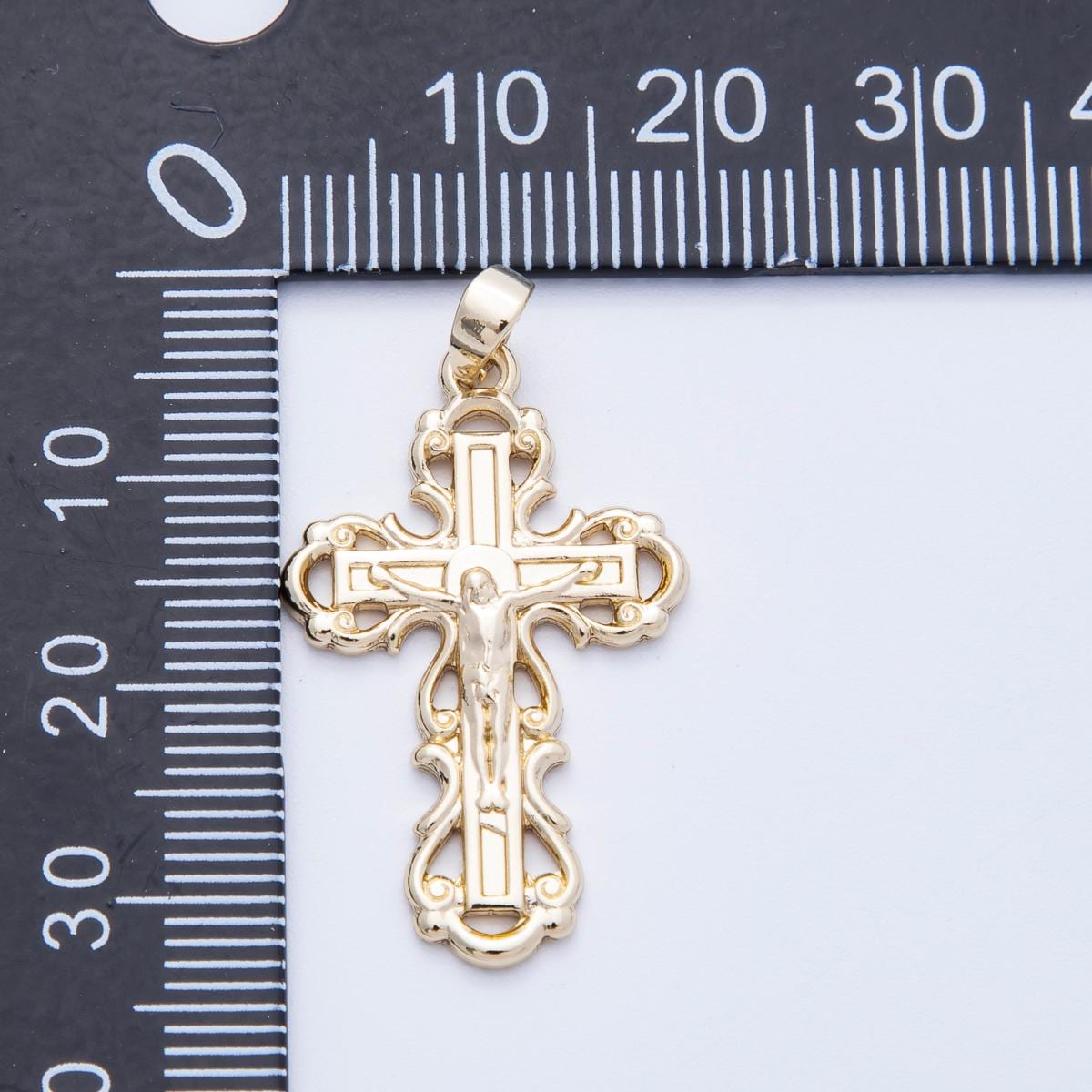 16k gold filled cross charm 30mm religious Christian crucifix pendant DIY Jewelry making Supply for custom faith necklace | CHARMS-00213