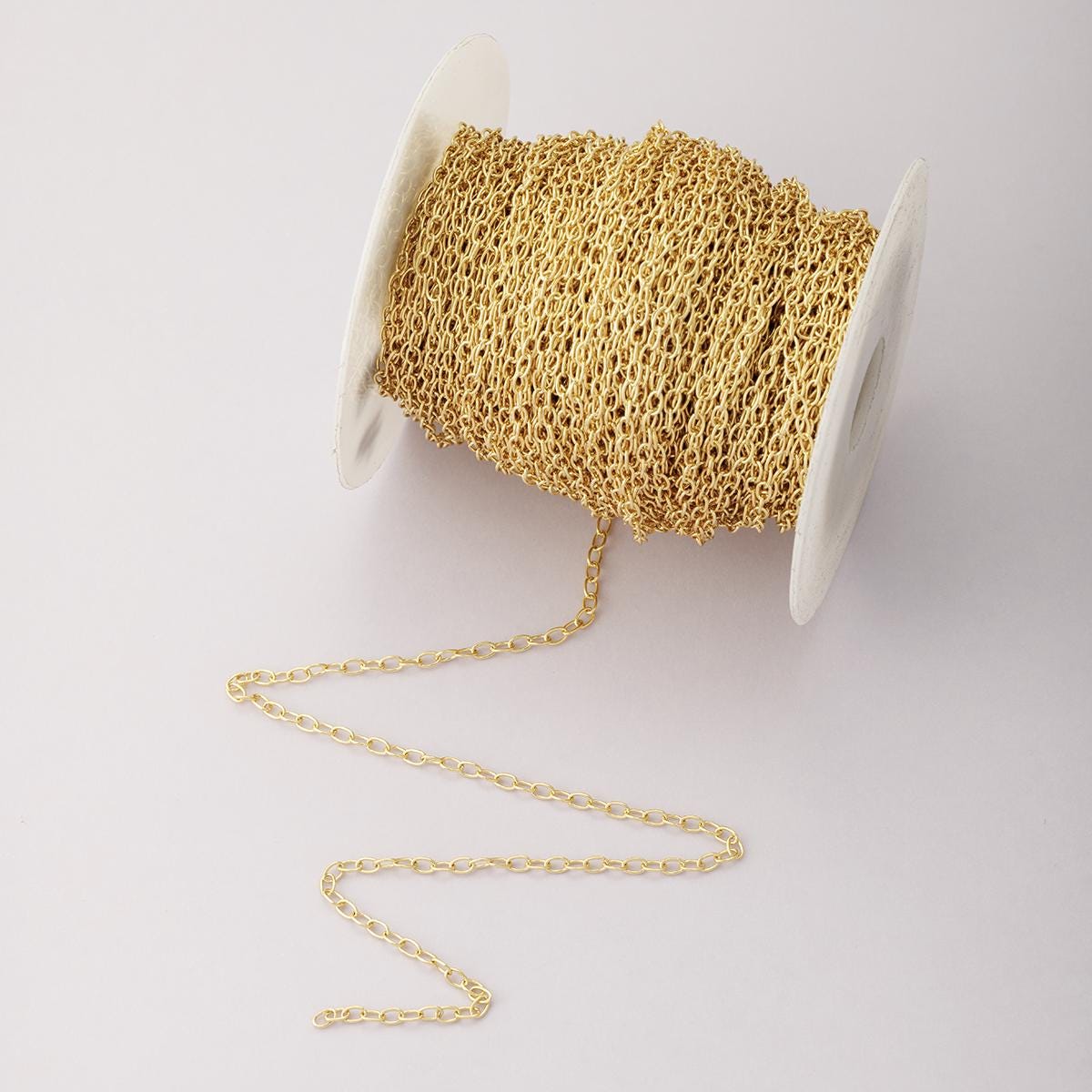 16K Gold Filled 4mm x 2.5mm Minimalist Cable Unfinished Chain by Yard wholesale bulk diy jewelry making supply necklace | Roll-01852