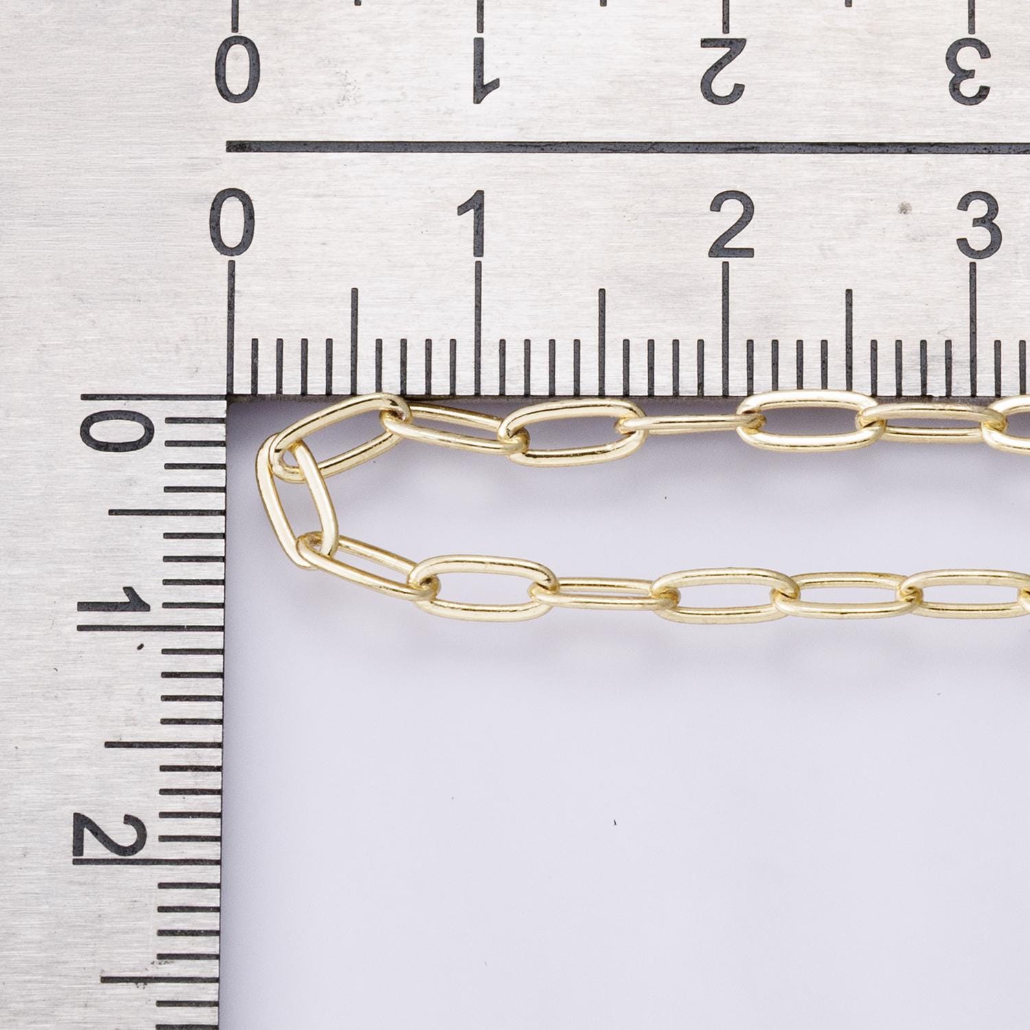 24K Gold Filled 6.2mm x 2.8mm Minimalist Paperclip Unfinished Chain by Yard wholesale bulk DIY jewelry making supply necklace | Roll-01853