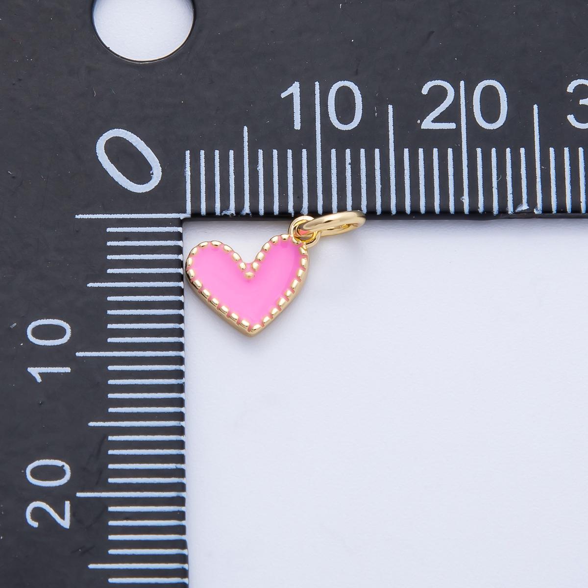 18K Gold Filled 8mm Pink Enamel Heart Mini Charm tiny love pendant diy jewelry making supply for necklace earring bracelet | Charms-00260