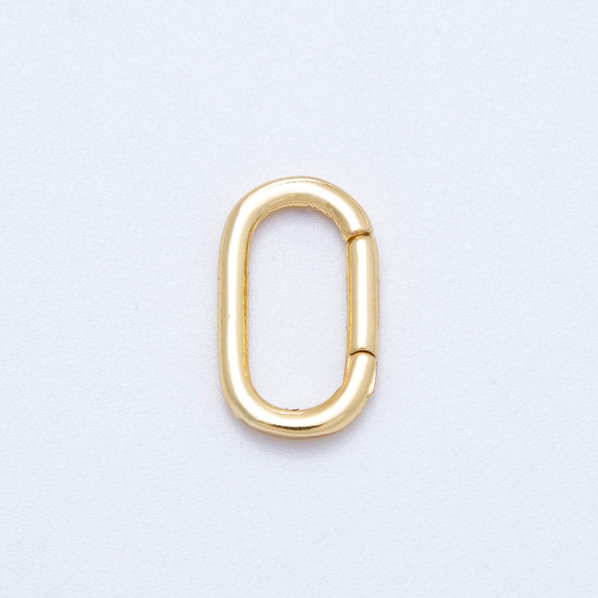 16K Gold Filled 14mm x 8mm Pull Oblong Gate Closure Finding Dainty carabiner connector minimalist jewelry for necklace | Findings-00044
