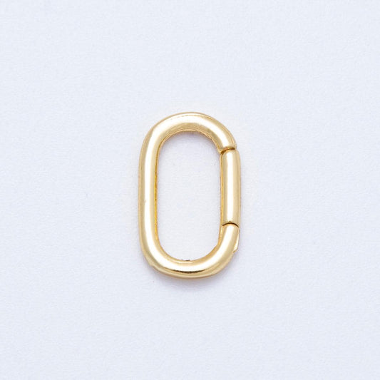 16K Gold Filled 14mm x 8mm Pull Oblong Gate Closure Finding Dainty carabiner connector minimalist jewelry for necklace | Findings-00044