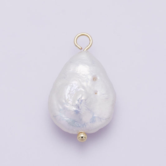 Large Baroque Pearl Pendant 15.8mm Irregular Freshwater Pearl Charm Bridal Accessory Gift for her DIY Jewelry Making Supply | P-01955