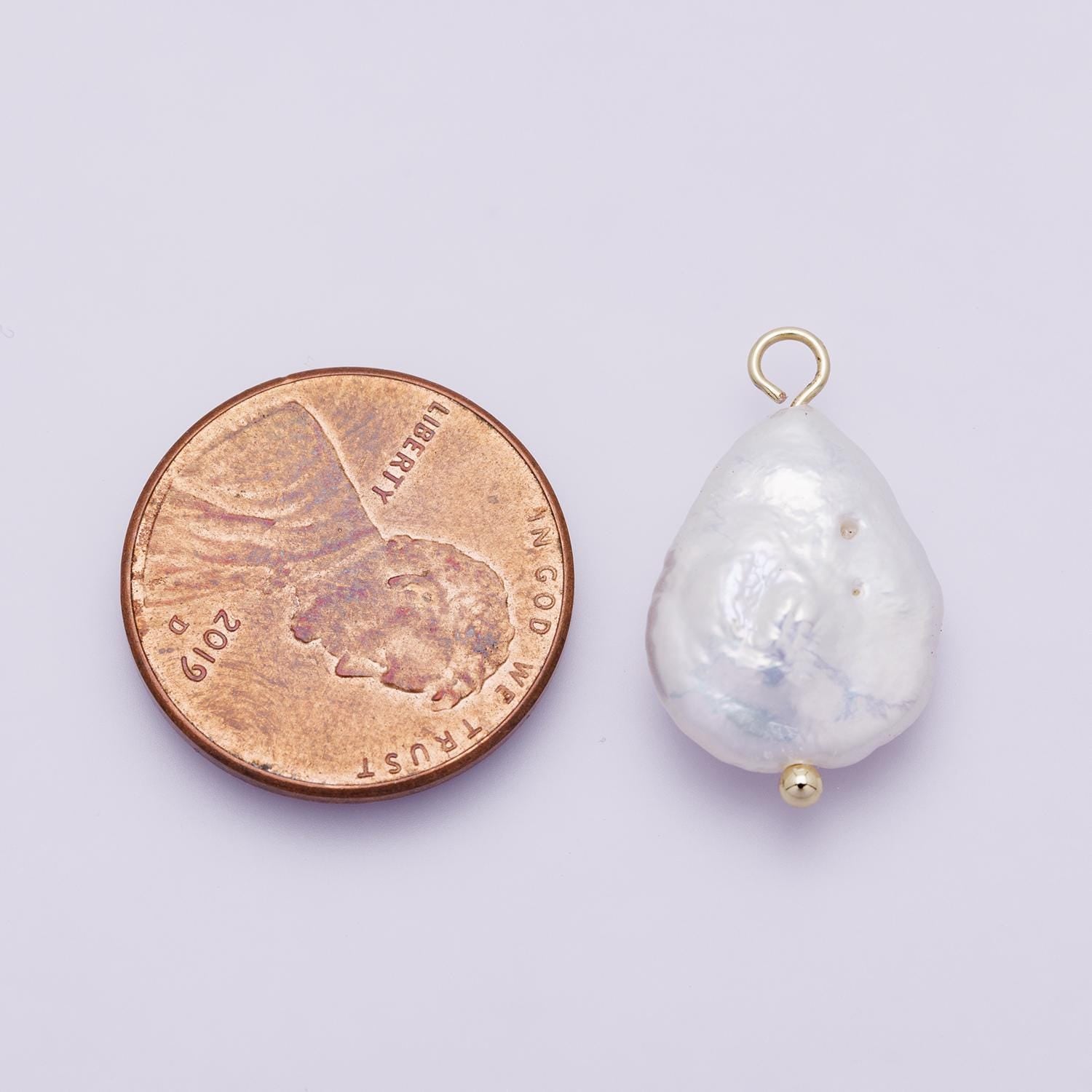 Large Baroque Pearl Pendant 15.8mm Irregular Freshwater Pearl Charm Bridal Accessory Gift for her DIY Jewelry Making Supply | P-01955