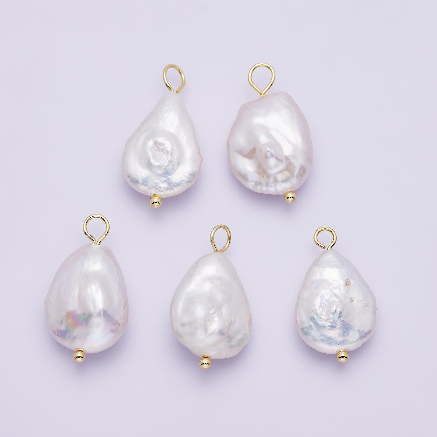 Large Baroque Pearl Pendant 15.8mm Irregular Freshwater Pearl Charm Bridal Accessory Gift for her DIY Jewelry Making Supply | P-01955