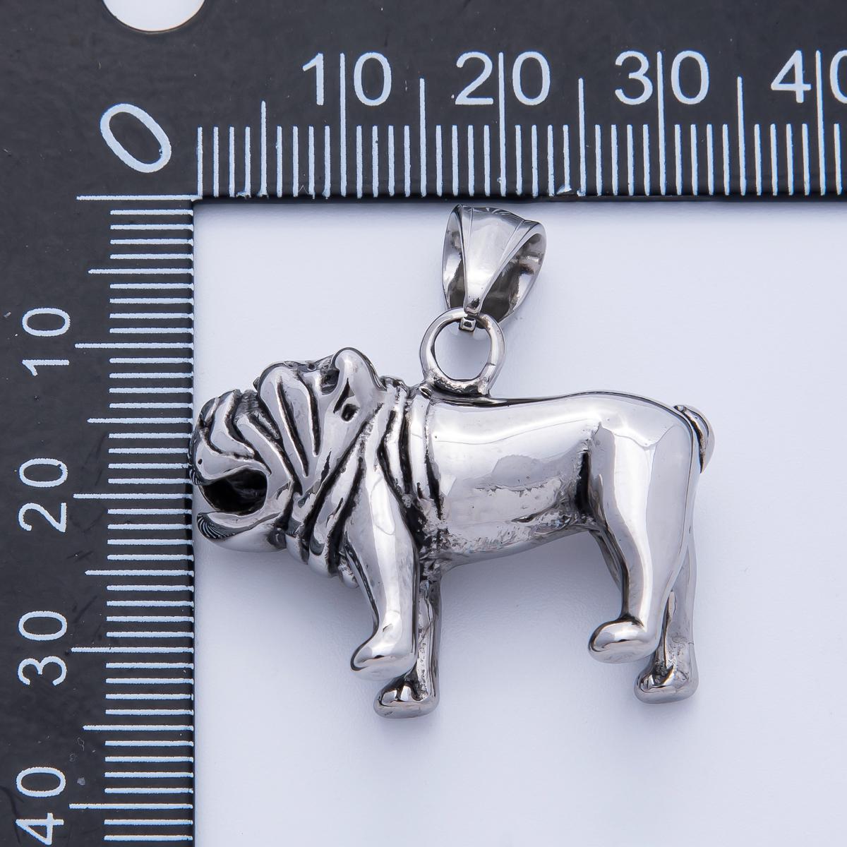 Stainless steel bulldog pendant necklace silver English bulldog charm 3D realistic dog Jewelry bullie lover for men & women | CHARMS-00265