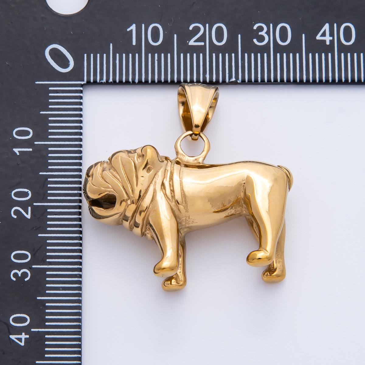 18k gold plated Stainless steel bulldog pendant necklace English bulldog charm 3D realistic dog Jewelry bullie lover unisex | CHARMS-00266