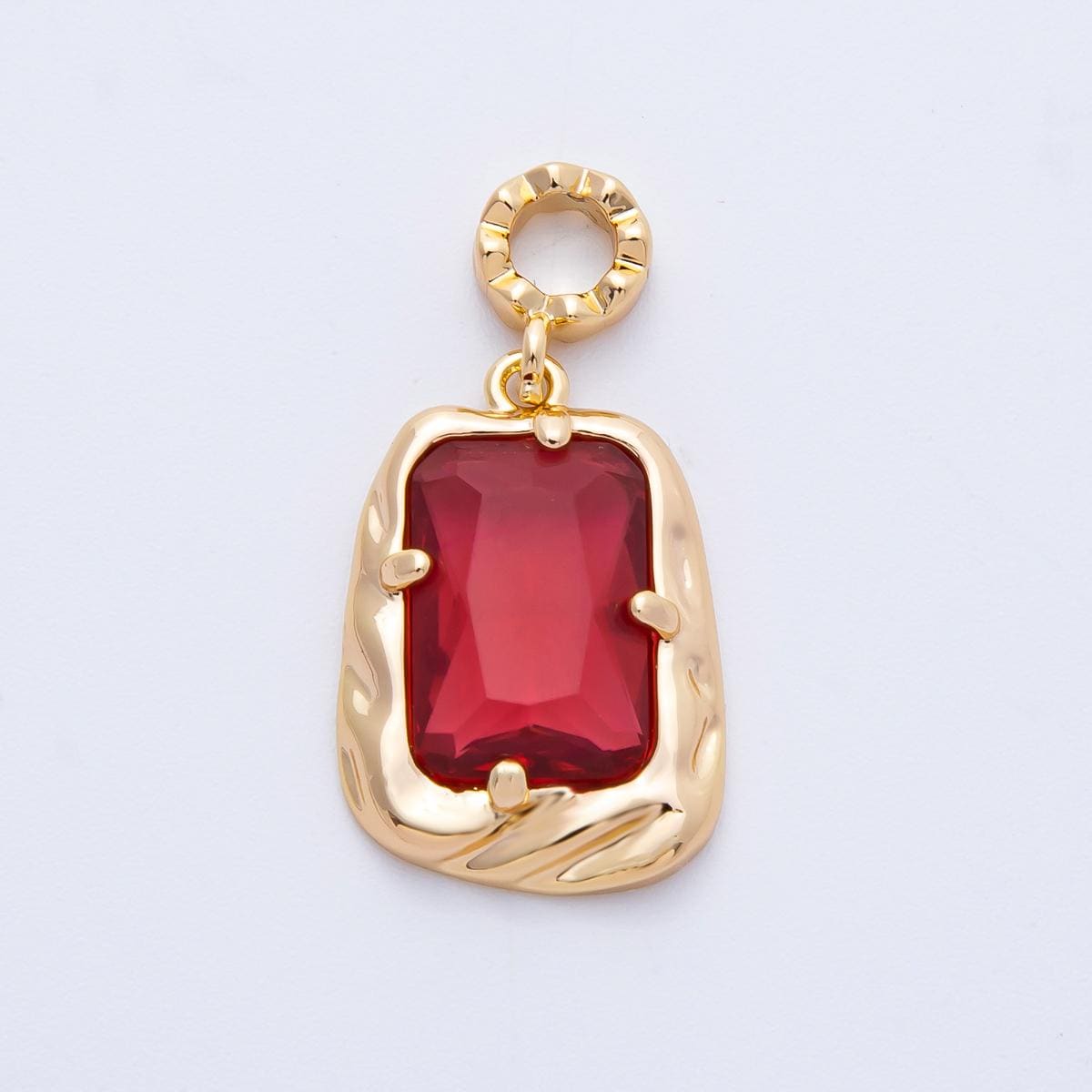 18k gold filled and silver large emerald cut birthstone pendant charm rectangle gemstone personalized jewelry supply necklace | CHARMS-00267