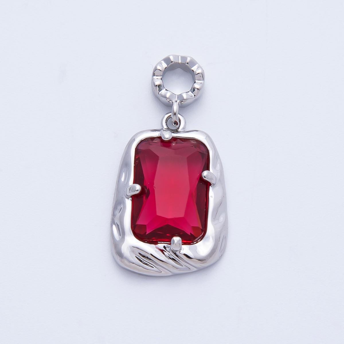 18k gold filled and silver large emerald cut birthstone pendant charm rectangle gemstone personalized jewelry supply necklace | CHARMS-00267