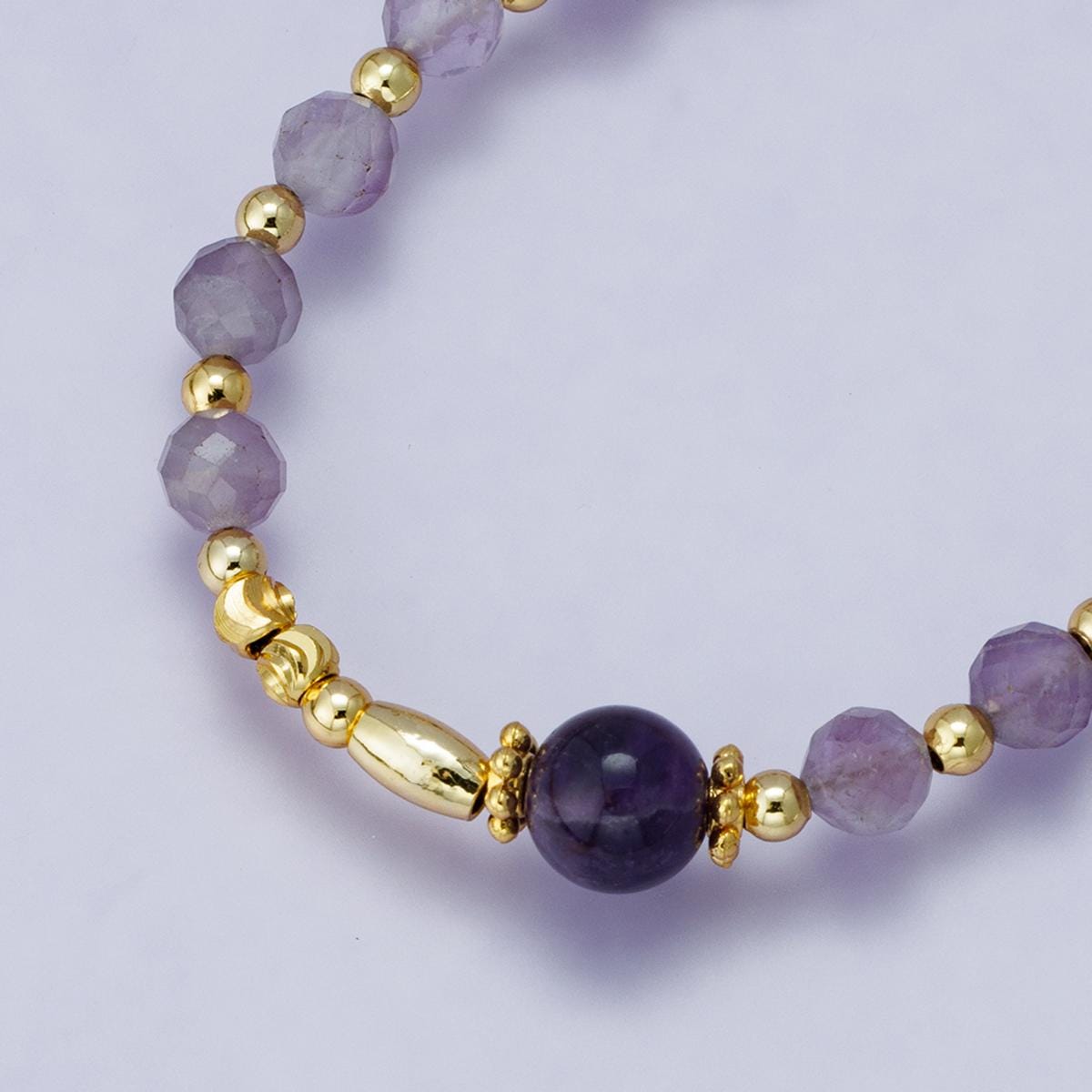 Handmade 24K Gold Filled Purple Amethyst Gemstone 16.2 inch with 2 inch extender necklace healing crystal trendy jewelry gift | WA-04206