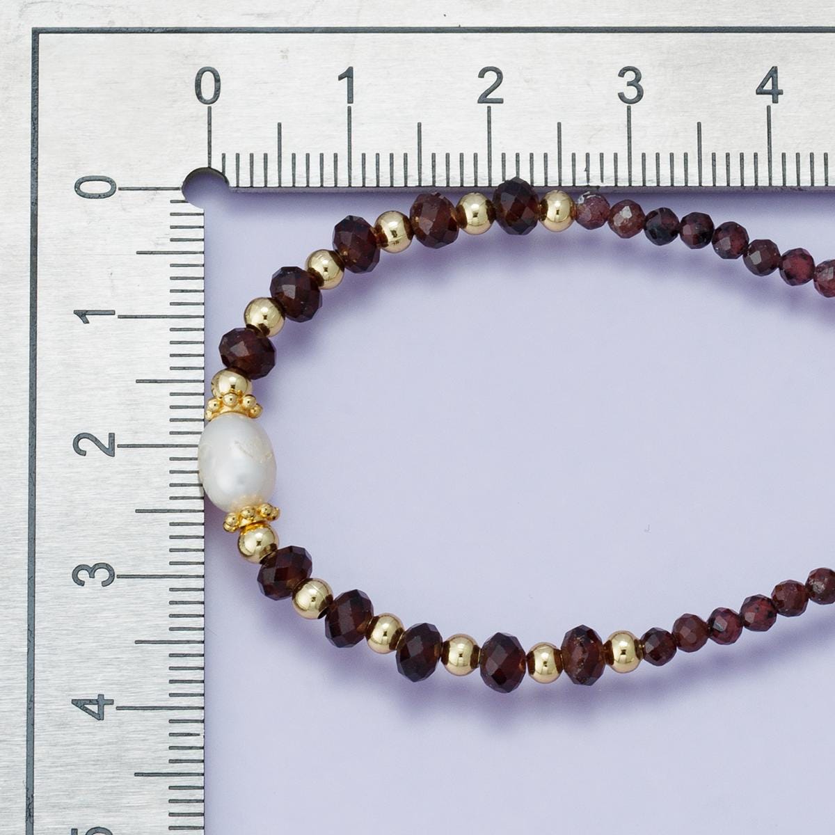 24K Gold Filled Shell Pearl Dark Red Gemstone Handmade 16.2 Inch Necklace with 2 inch extender trendy jewelry gift for her | WA-04207