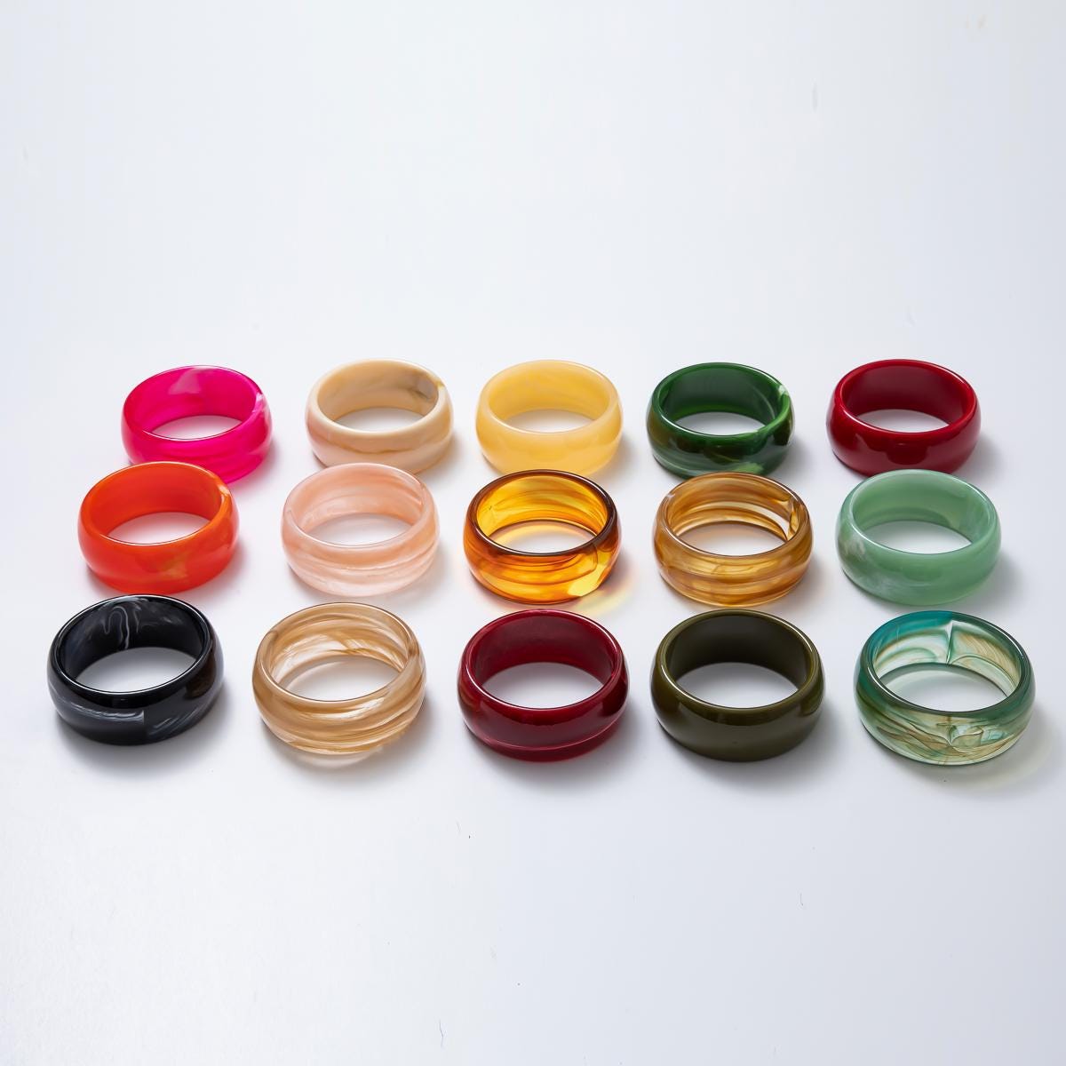 Colorful Chunky Resin Cuff Bracelet Round Bangle Acrylic Statement Jewelry, Y2K retro Earth Tones statement Jewelry gift for her | WA-03428
