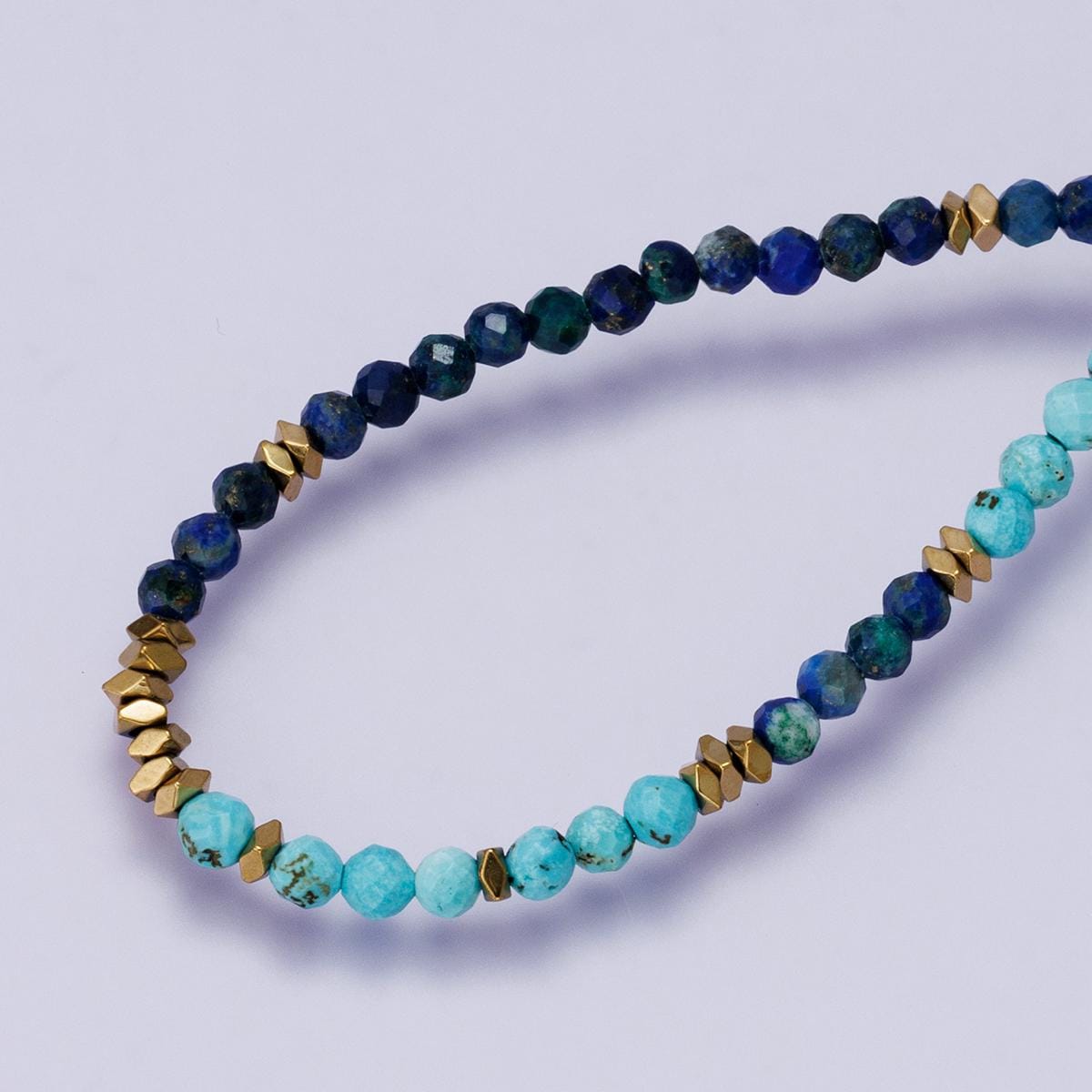 Handcrafted 3.3mm Lapis Lazuli Turquoise Necklace for Summer Jewelry Handmade Gift Idea 18 inch Long with 2 inch extender for her | WA-04229