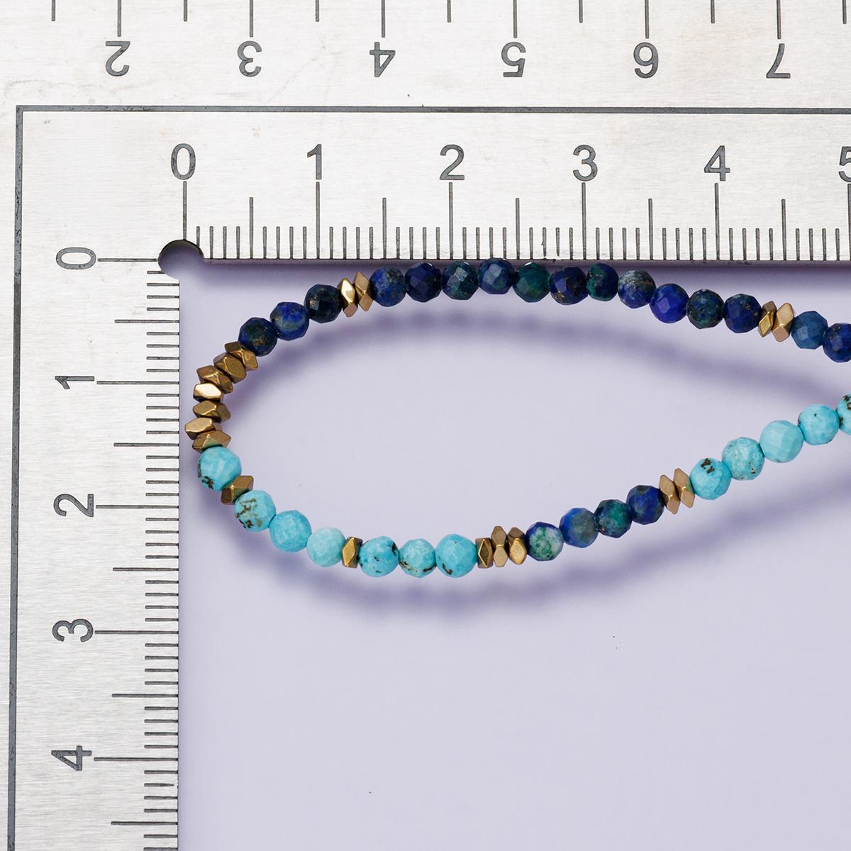 Handcrafted 3.3mm Lapis Lazuli Turquoise Necklace for Summer Jewelry Handmade Gift Idea 18 inch Long with 2 inch extender for her | WA-04229