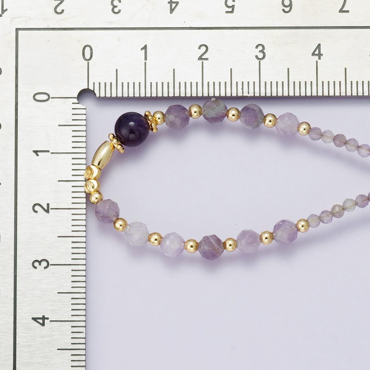 Handmade 24K Gold Filled Natural Amethyst bead necklace half and half chain 18 inch with 2 inch extender jewelry gift for her | WA-04231