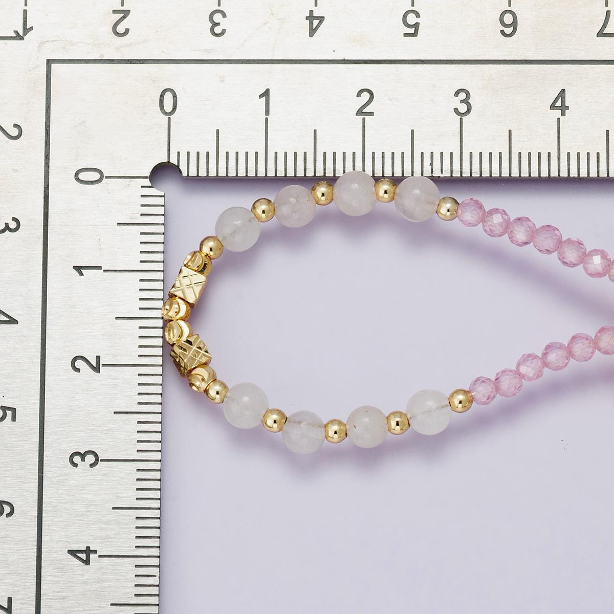 Pink Ombre Gemstone 24k Gold Filled Faceted Rose Quartz Beaded Dainty Pink Opal Layering Necklace Handmade Jewelry Gift for Her | WA-04234