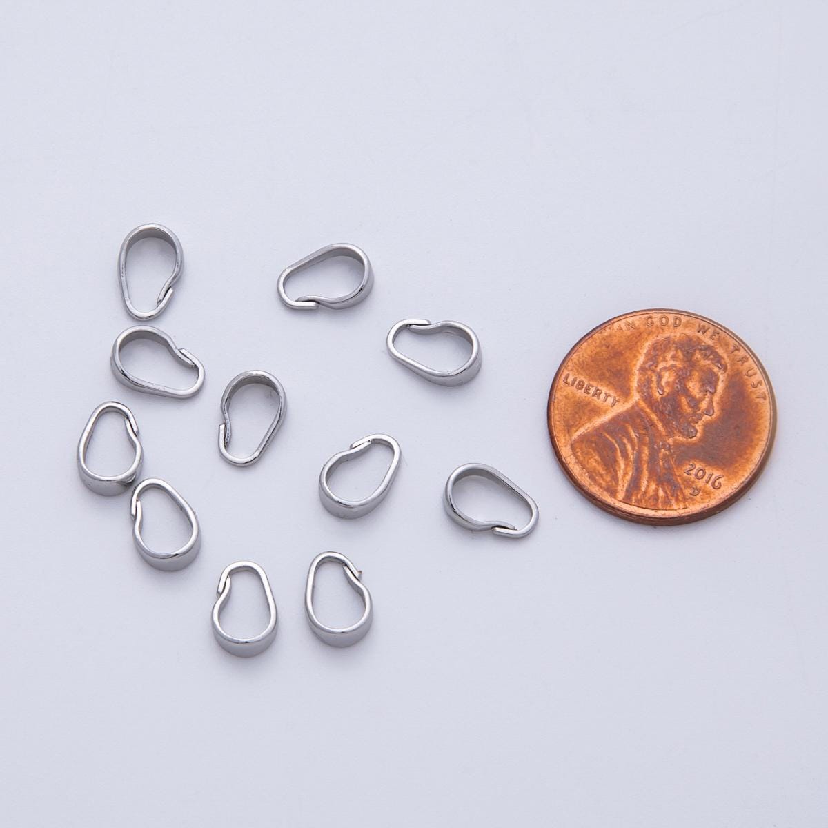 Gold Filled 8mm x 5.3mm Minimalist Bail Jewelry Findings Silver Teardrop Pinch Clasps for diy necklace and bracelet making | Findings-00055