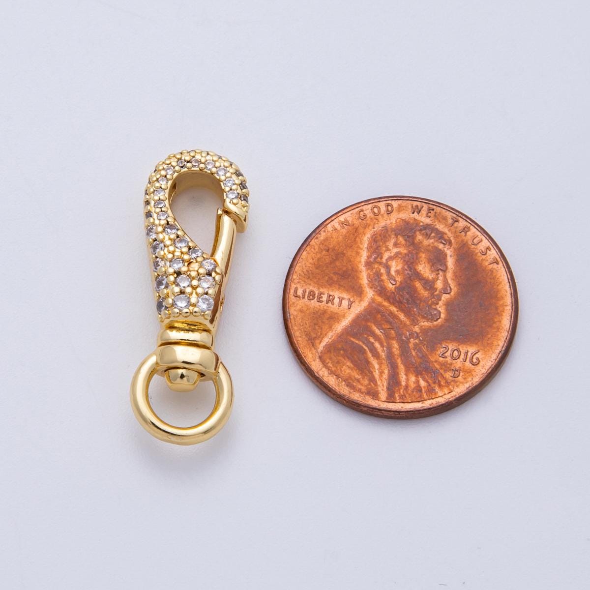 18K Gold Filled 25mm Micro Paved CZ Swivel Oblong Push Gate Clasp Closure Jewelry component for necklace and bracelet | Findings-00053