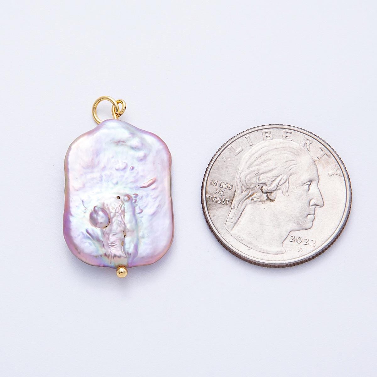 18k gold filled Large Rectangle Lavender Baroque Pearl Charm Iridescent Pendant Unique Statement wedding bridal jewelry gift | CHARMS-00219