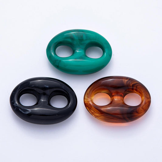 Retro Acrylic Button Bead Connectors 40.9mm Marbled Double Hole Links for Jewelry Making Scarf Rings Earrings DIY Supplies | FINDINGS-00072