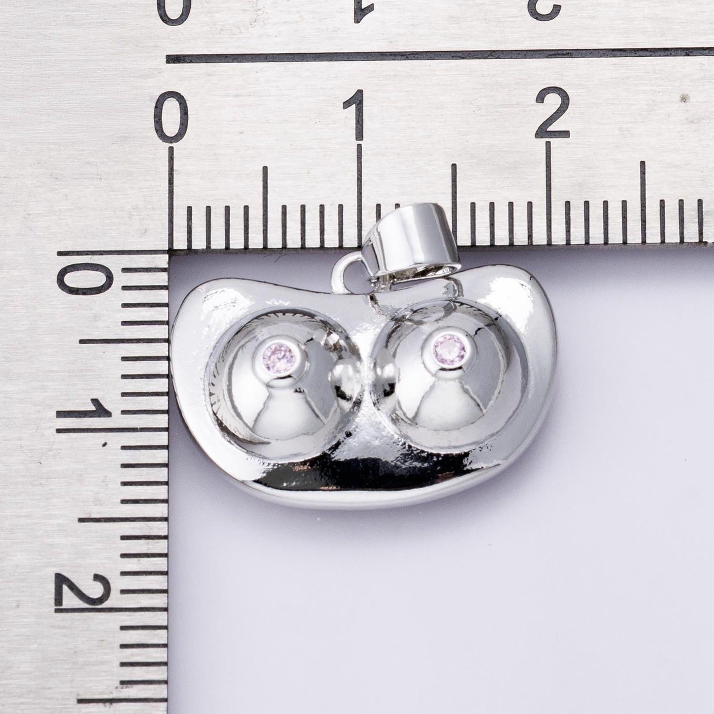 Silver boobs pendant with CZ crystals 14.3mm feminist body positive jewelry breast empowerment charm unique gift nipple necklace | I-00394