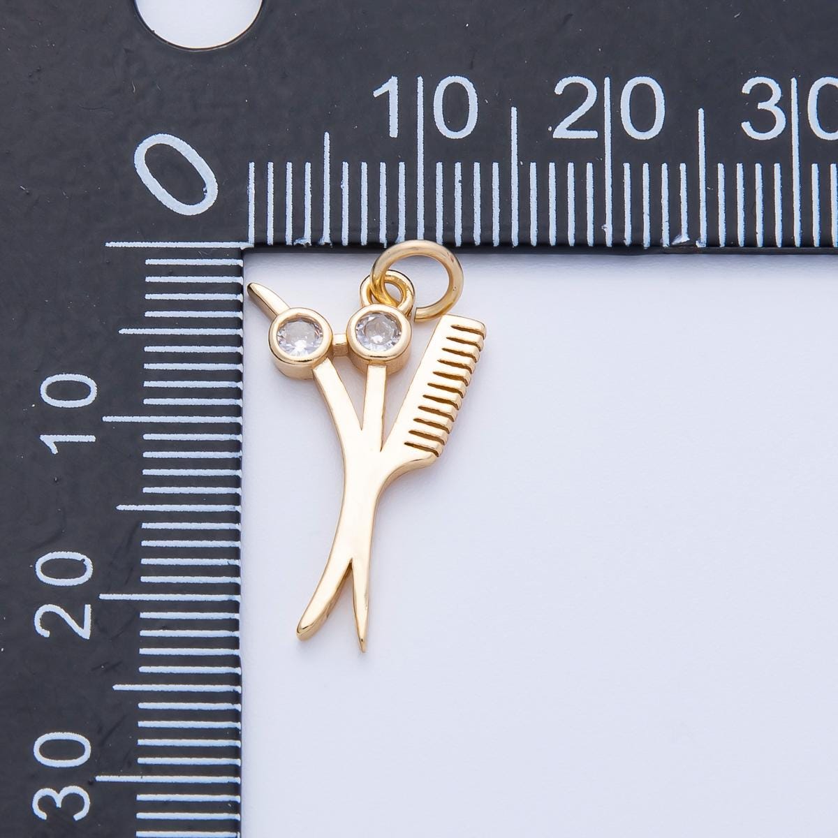 16k gold filled scissors and comb charm hair stylist pendant DIY Jewelry for barbers and hairdressers salon professional gift | CHARMS-00355