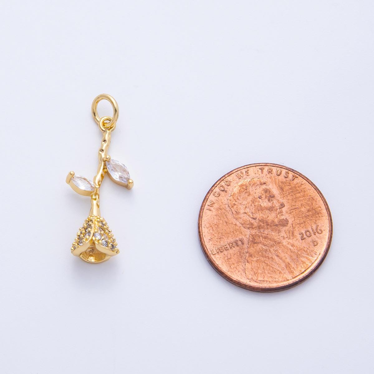 16k gold filled Rosebud charm dainty rose pendant romantic gift for nature lovers DIY Supply for custom necklace and bracelet | CHARMS-00358