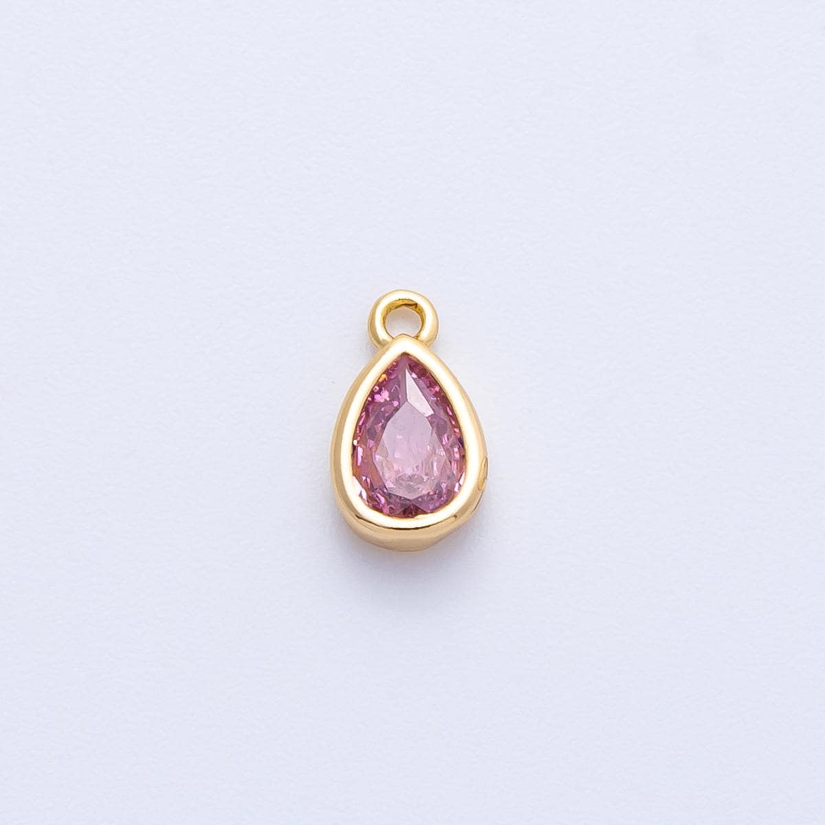 16k Gold Filled Mini Teardrop CZ Stone Pendant Add On Charm Dainty Crystal Gemstone for Jewelry Making DIY Bracelet Necklace | CHARMS-00359