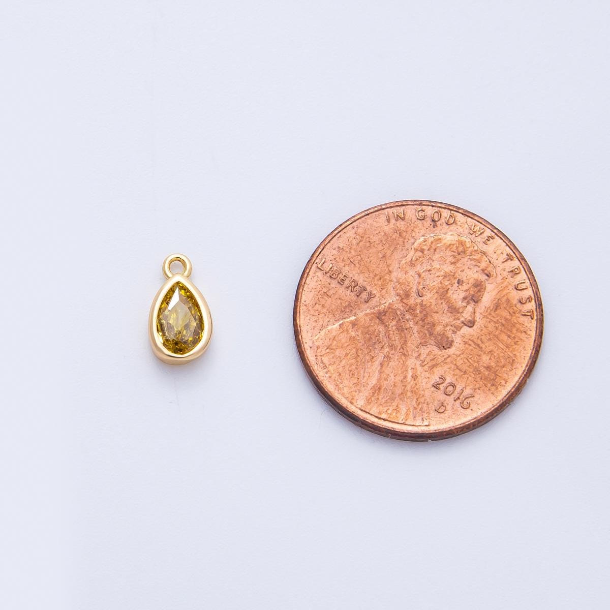 16k Gold Filled Mini Teardrop CZ Stone Pendant Add On Charm Dainty Crystal Gemstone for Jewelry Making DIY Bracelet Necklace | CHARMS-00359