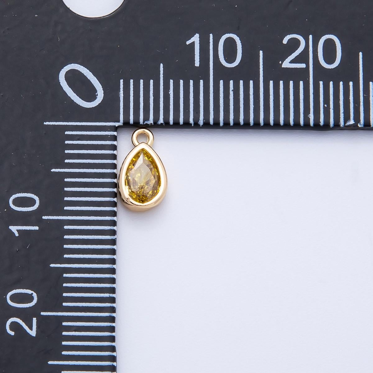 16k Gold Filled Mini Teardrop CZ Stone Pendant Add On Charm Dainty Crystal Gemstone for Jewelry Making DIY Bracelet Necklace | CHARMS-00359