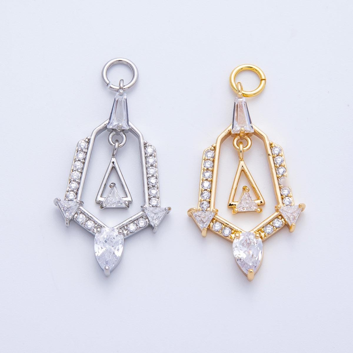 16k gold filled and white gold geometric shield arrow with dangle pendant boho tribal jewelry DIY Making Supply for Necklace | CHARMS-00372