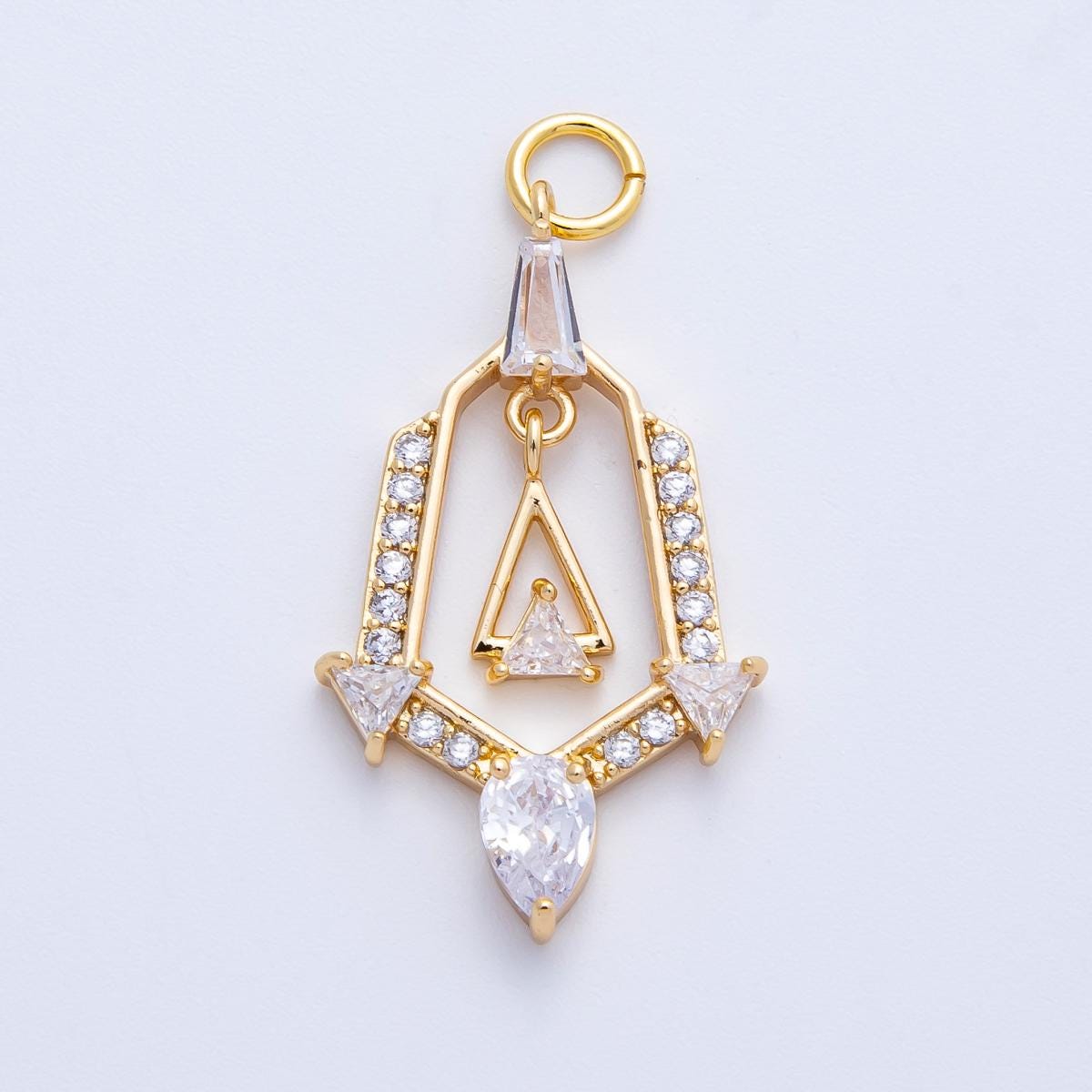 16k gold filled and white gold geometric shield arrow with dangle pendant boho tribal jewelry DIY Making Supply for Necklace | CHARMS-00372