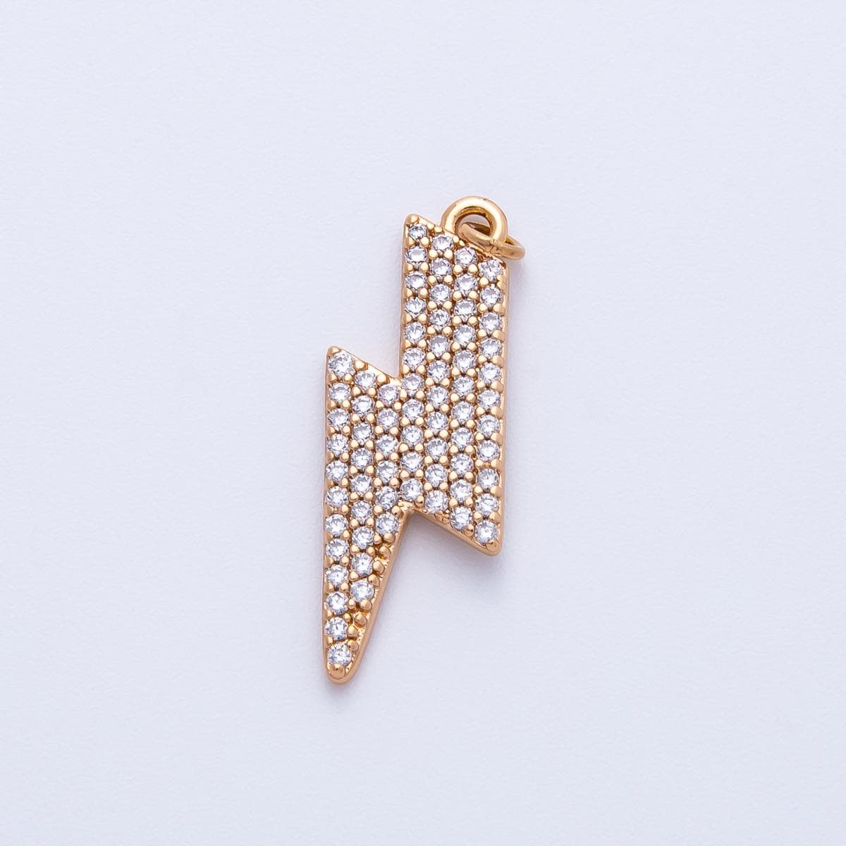 Rose Gold Micro Pave CZ Lightning Bolt Pendant Dainty Thunderbolt Charm for Necklace Iced Out Flash Jewelry Gift for Her | CHARMS-00389