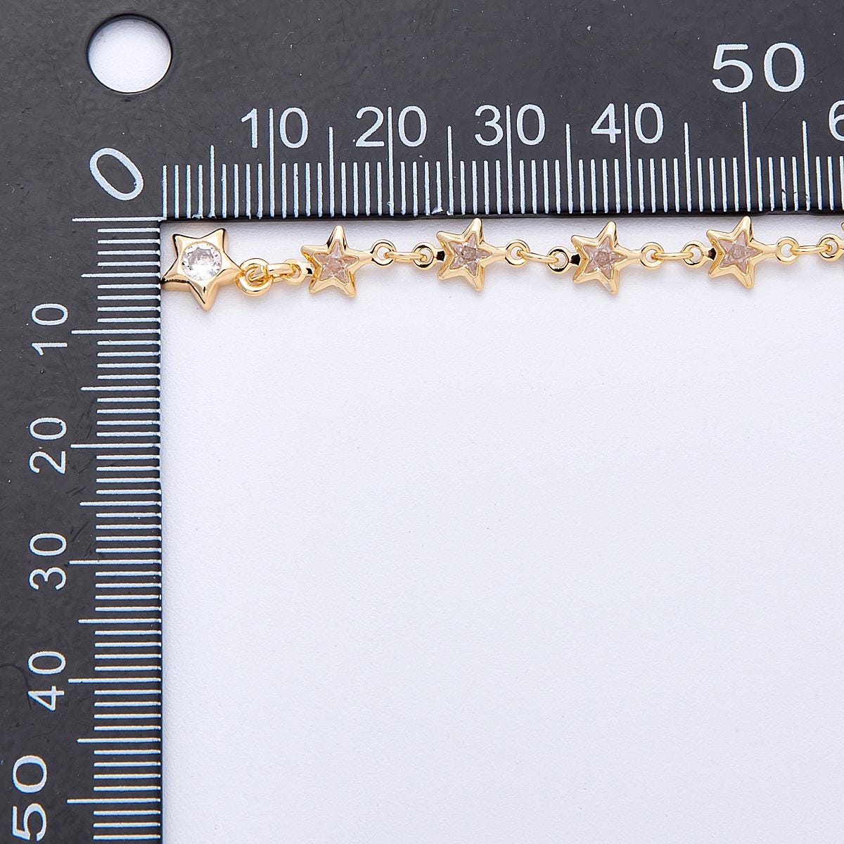 18K Gold Filled Lariat Necklace, Y Necklace Star CZ Link Necklace, Minimalist Celestial Jewelry Long Gold Necklace 18.5 inch WA-4197