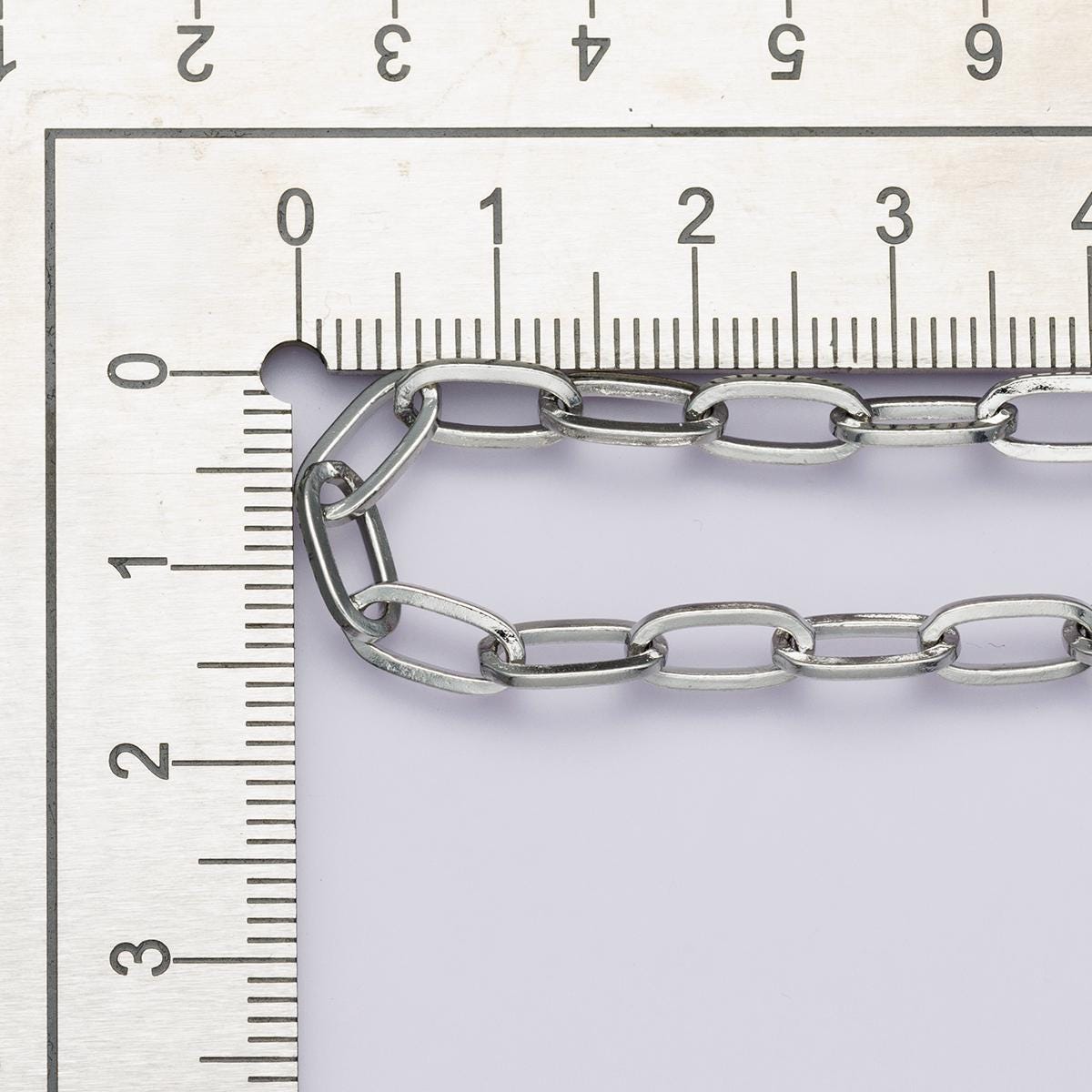 Chunky Silver elongated Oval paper clip chain 4.6mm paperclip chain for jewelry making | roll-1862