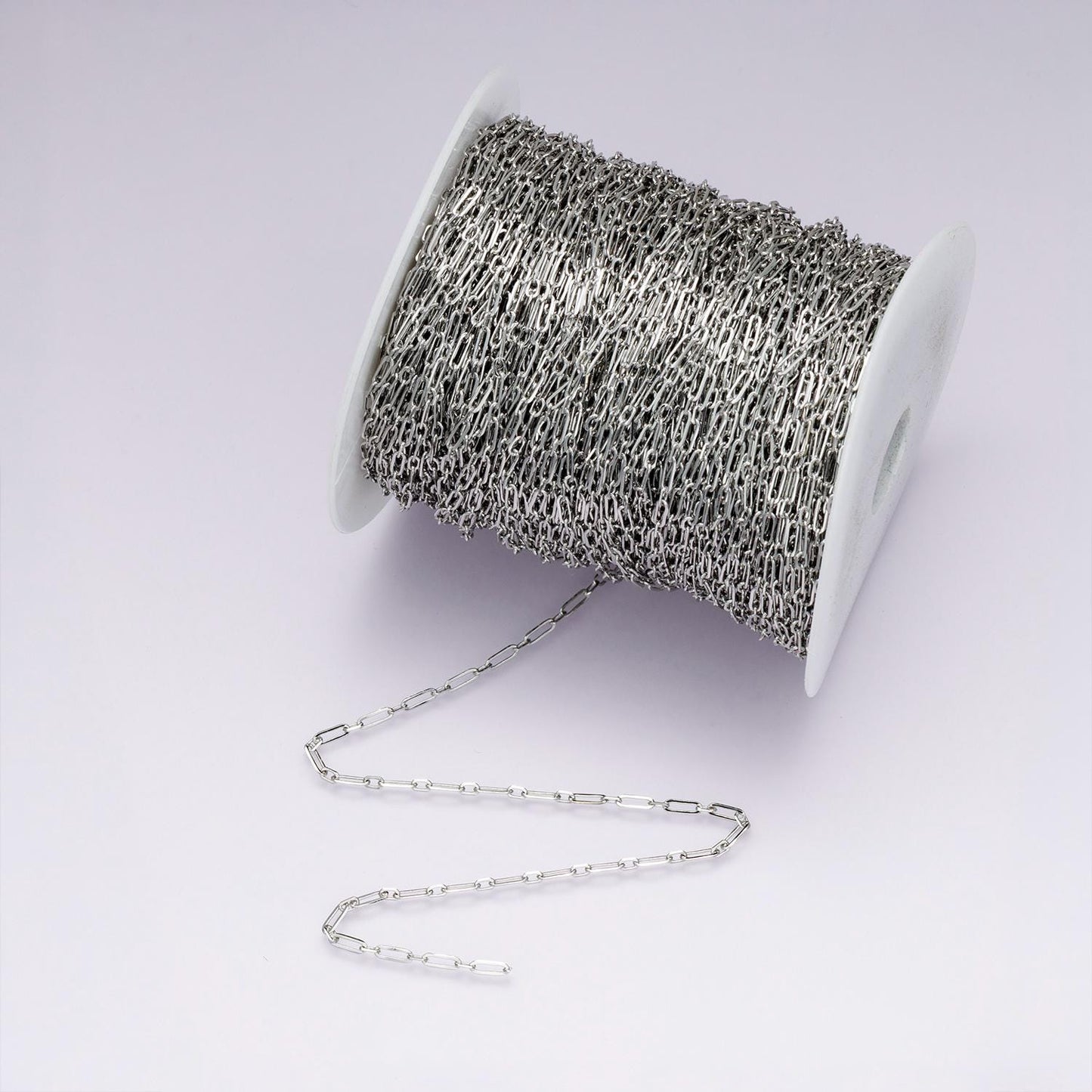 Silver Oval Paper Clip Chain by Yard, Link Chain , Wholesale bulk Roll Chain for Jewelry Making, Size 2.3mm, ROLL-1861