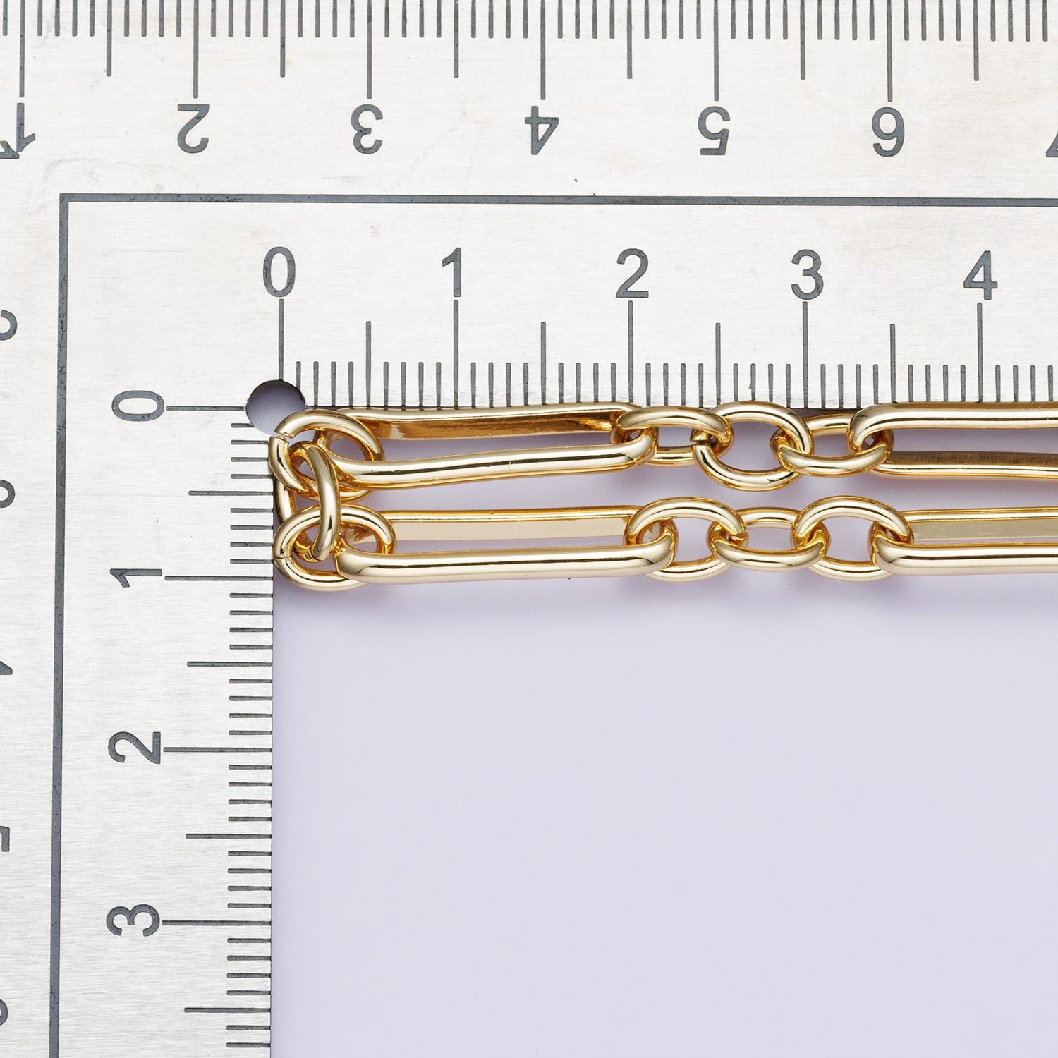 24K Gold Filled Stadium Cable Paperclip Chain by Yard, Link Cable Rolo Elongate Chain Wholesale bulk Roll Chain for Jewelry Making Roll-1858
