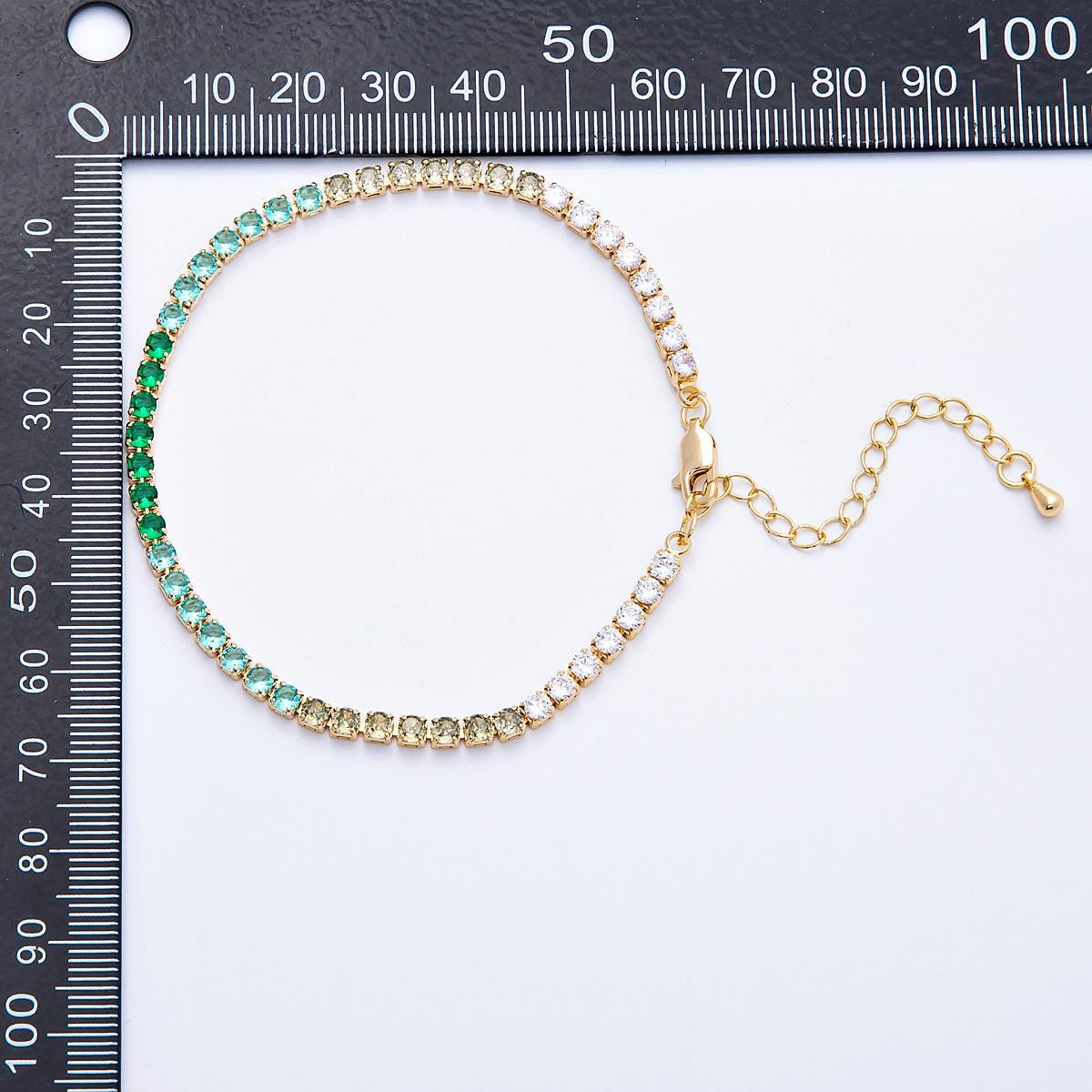 Dainty gold tennis bracelet cz Colorful Gradient tennis bracelet cubic zirconia bracelet green pink clear cz bracelet WA-4223