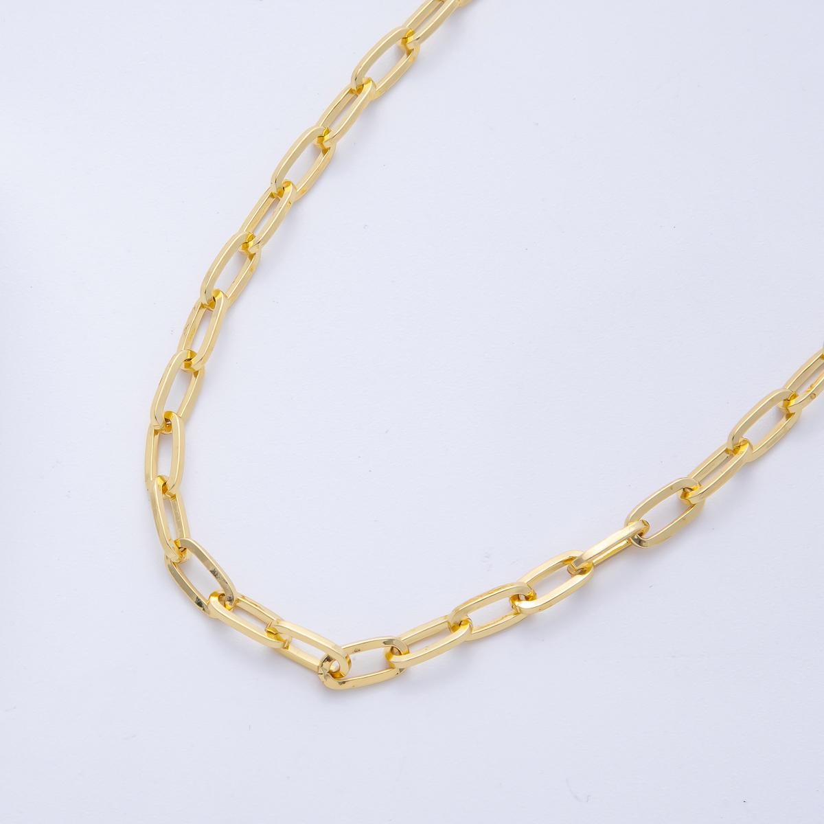 16K Gold Filled 9.3mm x 4.4mm Minimalist Paperclip Unfinished Chain by Yard Wholesale Bulk DIY Jewelry Making Supply necklace | Roll-01841