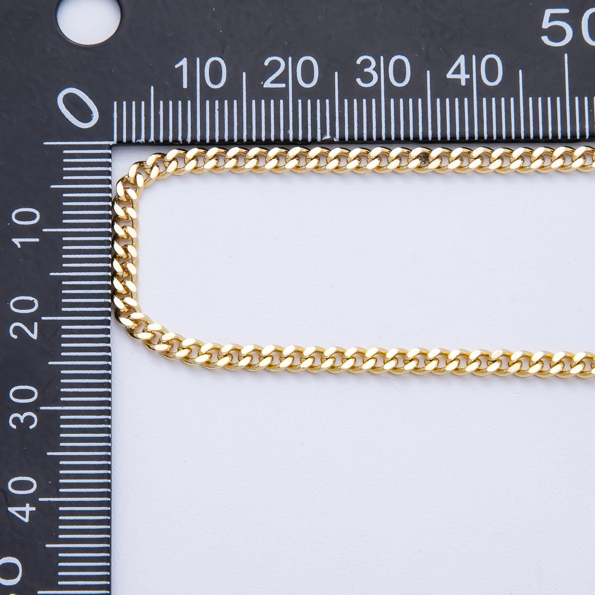 16K Gold Filled 3mm Minimalist Curb Unfinished Chain by Yard Wholesale Bulk DIY Jewelry Making Supply for necklace and bracelet | Roll-1843