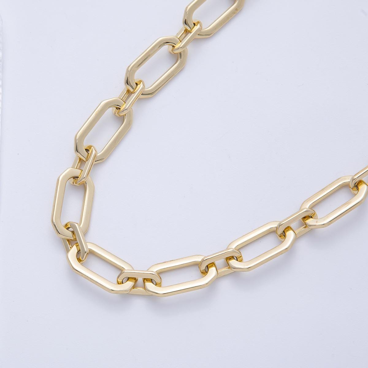 16K Gold Filled 16.7mm x 9mm Minimalist Paperclip Unfinished Chain by Yard Wholesale Bulk DIY Jewelry Making Supply necklace | Roll-01848