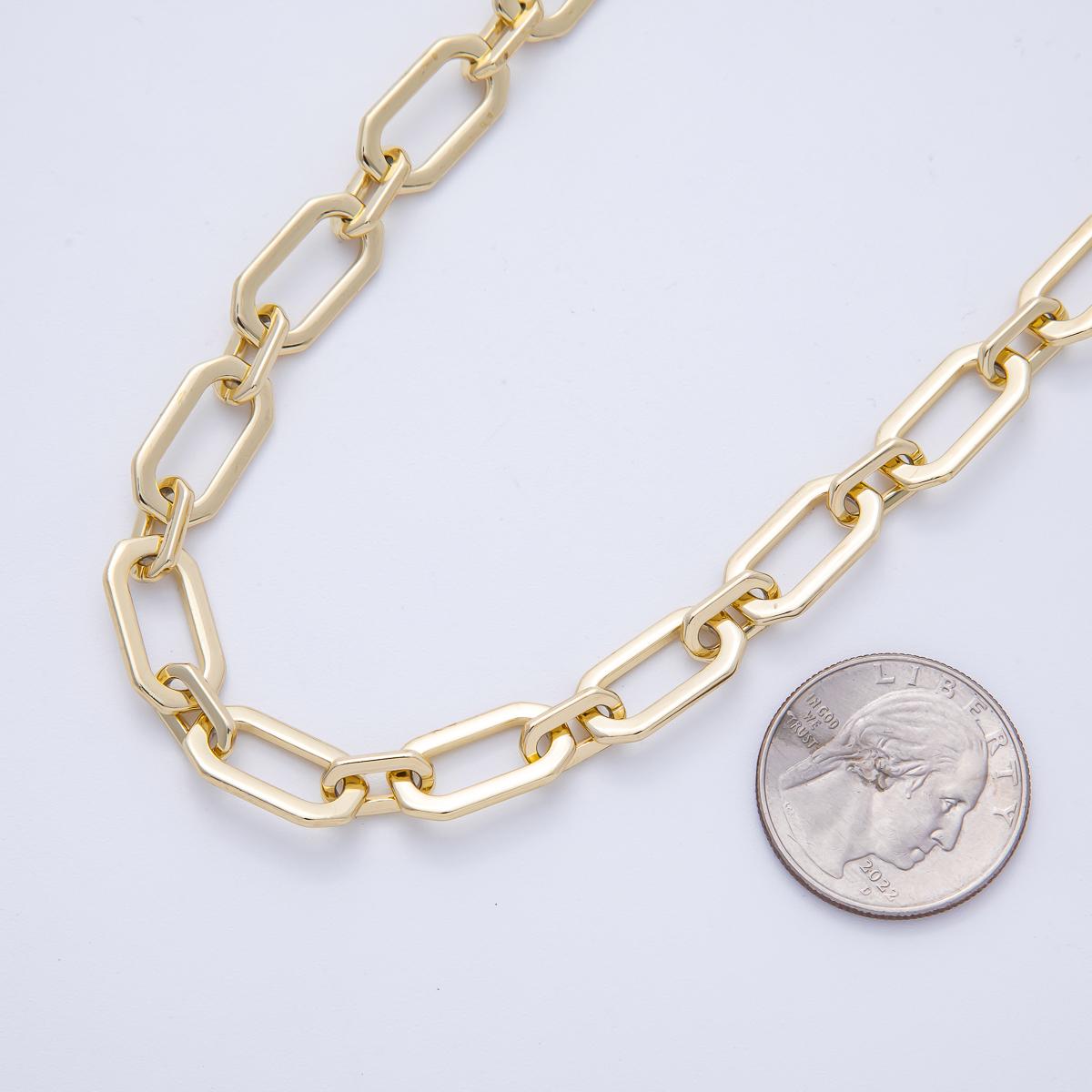 16K Gold Filled 16.7mm x 9mm Minimalist Paperclip Unfinished Chain by Yard Wholesale Bulk DIY Jewelry Making Supply necklace | Roll-01848