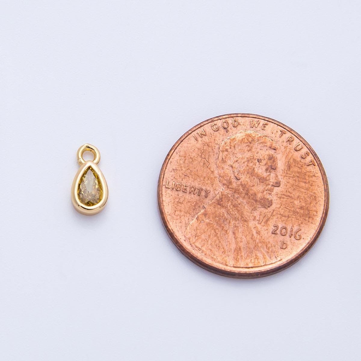 18k Gold Pear Citrine Pendant Dainty Yellow Gemstone Charm Bezel Set Teardrop Necklace Minimalist November Birthstone Jewelry | CHARMS-00408