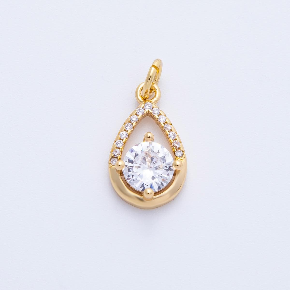 18k Gold Filled Floating CZ Teardrop Pendant 15.5mm Dainty Pair Necklace Minimalist Bridal Jewelry DIY Supply | CHARMS-00412