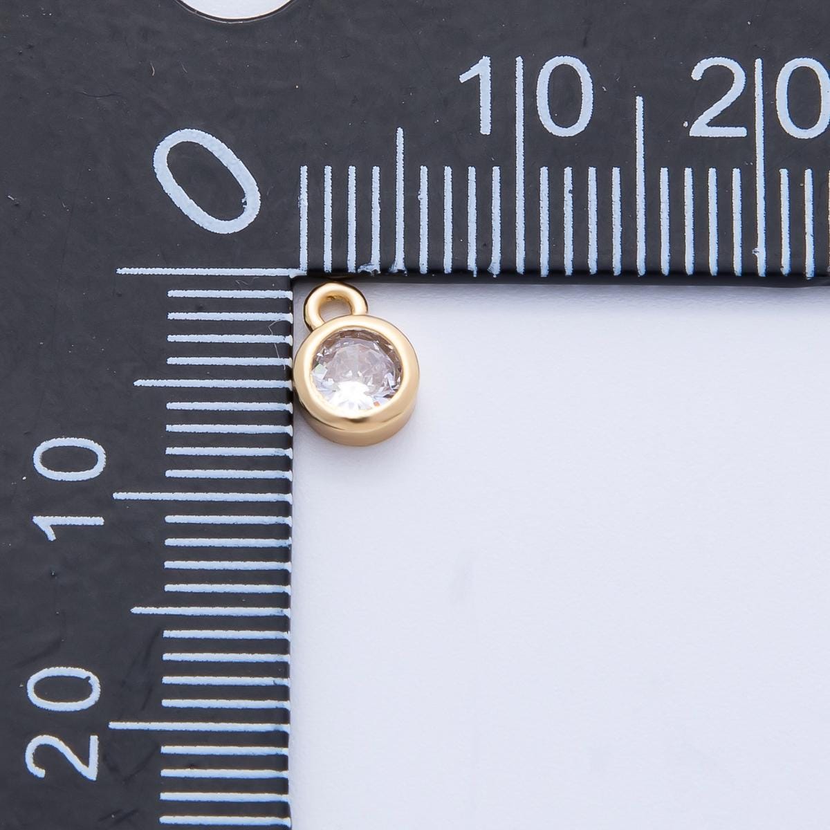 18k Gold Filled Bezel Solitaire Pendant Dainty CZ Round Charm 7.1mm Minimalist Necklace Everyday Jewelry Gift for Her | CHARMS-00413