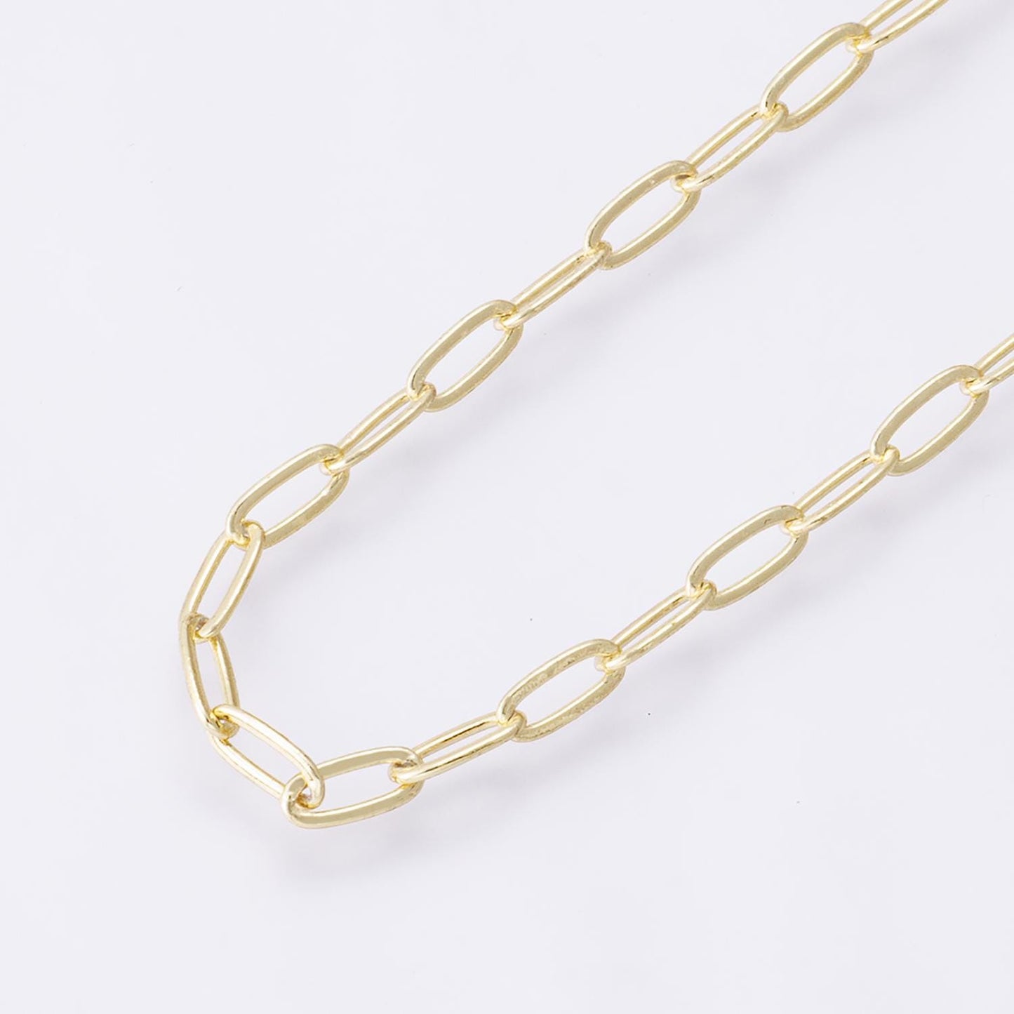 24K Gold Filled 6.2mm x 2.8mm Minimalist Paperclip Unfinished Chain by Yard wholesale bulk DIY jewelry making supply necklace | Roll-01853