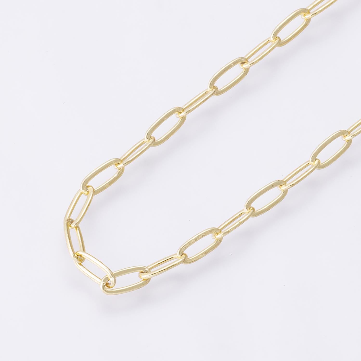 24K Gold Filled 6.2mm x 2.8mm Minimalist Paperclip Unfinished Chain by Yard wholesale bulk DIY jewelry making supply necklace | Roll-01853