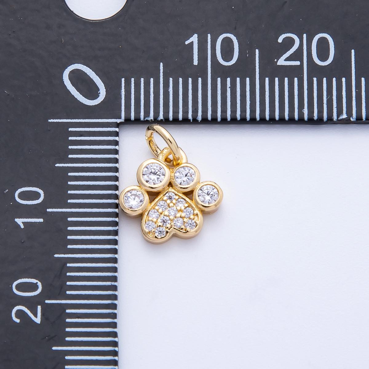 18K Gold Filled Paw Print Charm 9.9mm Micro Paved CZ Dog Pet Pendant DIY Jewelry Making Supply Necklace Bracelet Animal Lover | CHARMS-00414