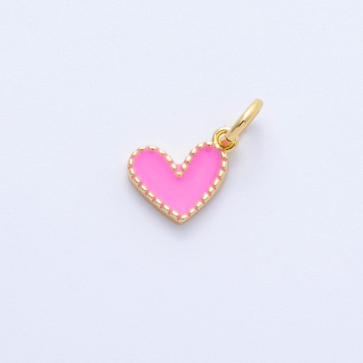 18K Gold Filled 8mm Pink Enamel Heart Mini Charm tiny love pendant diy jewelry making supply for necklace earring bracelet | Charms-00260